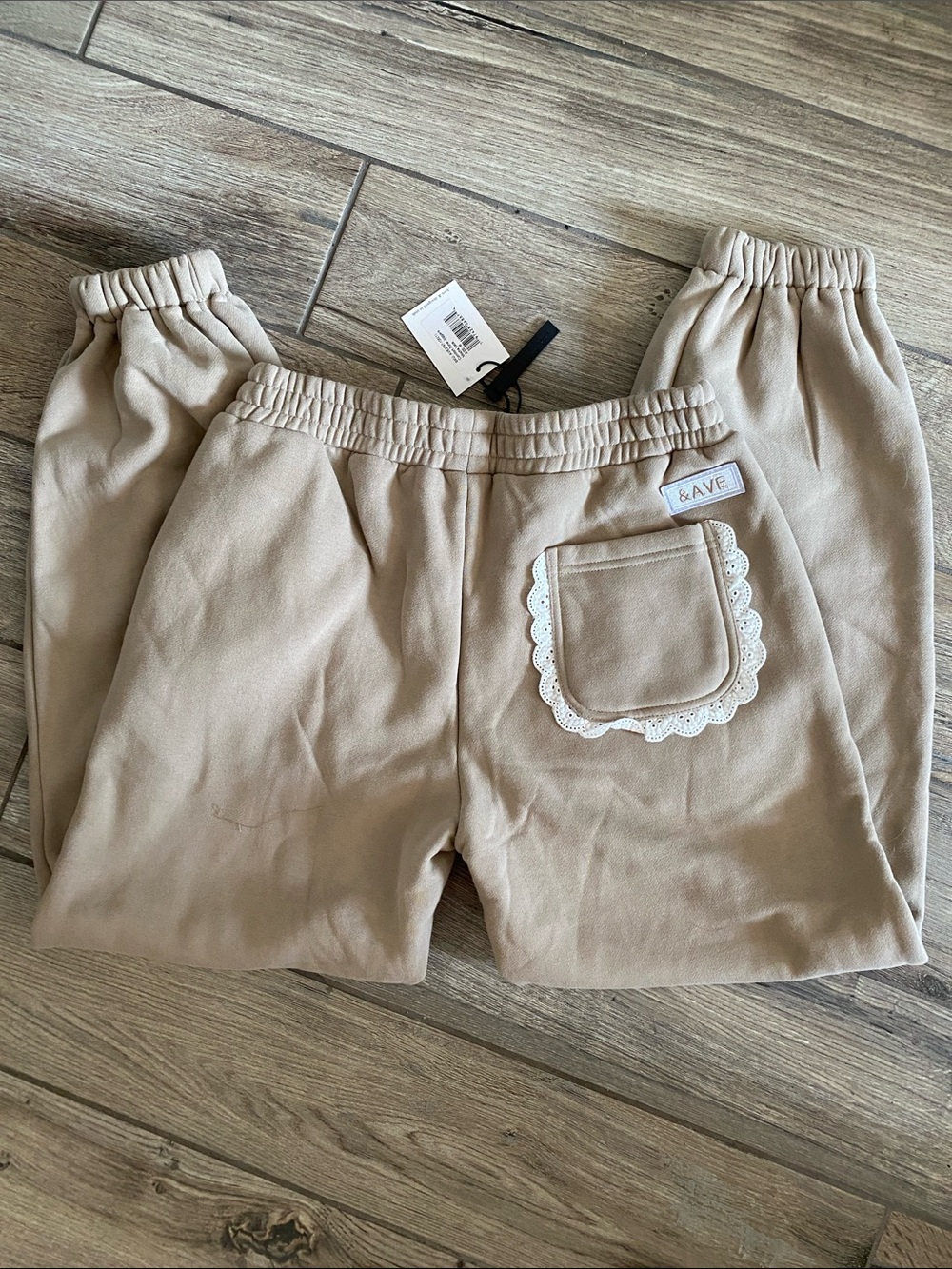 AMPERSAND AVE Beige Lace-Trim Pocket Joggers